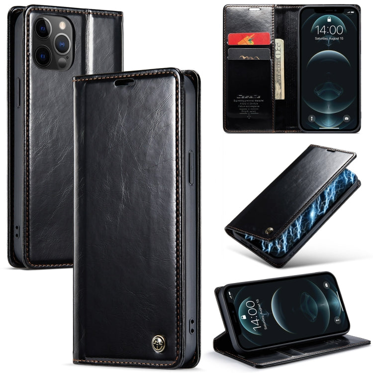 For iPhone 12 CaseMe 003 Crazy Horse Texture Leather Phone Case(Black) - iPhone 12 / 12 Pro Cases by CaseMe | Online Shopping South Africa | PMC Jewellery | Buy Now Pay Later Mobicred