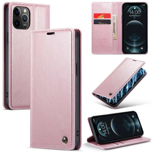 For iPhone 12 Pro Max CaseMe 003 Crazy Horse Texture Leather Phone Case(Rose Gold) - iPhone 12 Pro Max Cases by CaseMe | Online Shopping South Africa | PMC Jewellery | Buy Now Pay Later Mobicred