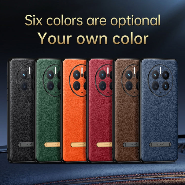 For Huawei Mate 50 Pro SULADA Invisible Bracket Leather Back Cover Phone Case(Orange) - Huawei Cases by SULADA | Online Shopping South Africa | PMC TechLife | Buy Now Pay Later Mobicred