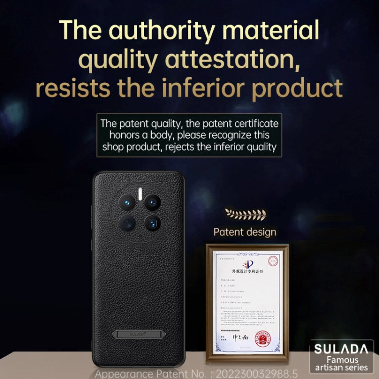 For Huawei Mate 50 Pro SULADA Invisible Bracket Leather Back Cover Phone Case(Orange) - Huawei Cases by SULADA | Online Shopping South Africa | PMC TechLife | Buy Now Pay Later Mobicred