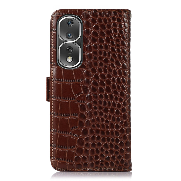 For Honor 80 Pro Crocodile Top Layer Cowhide Leather Phone Case(Brown) - Honor Cases by PMC TechLife | Online Shopping South Africa | PMC TechLife | Buy Now Pay Later Mobicred