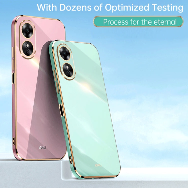 For OPPO A17 XINLI Straight 6D Plating Gold Edge TPU Phone Case(Black) - OPPO Cases by PMC TechLife | Online Shopping South Africa | PMC TechLife | Buy Now Pay Later Mobicred