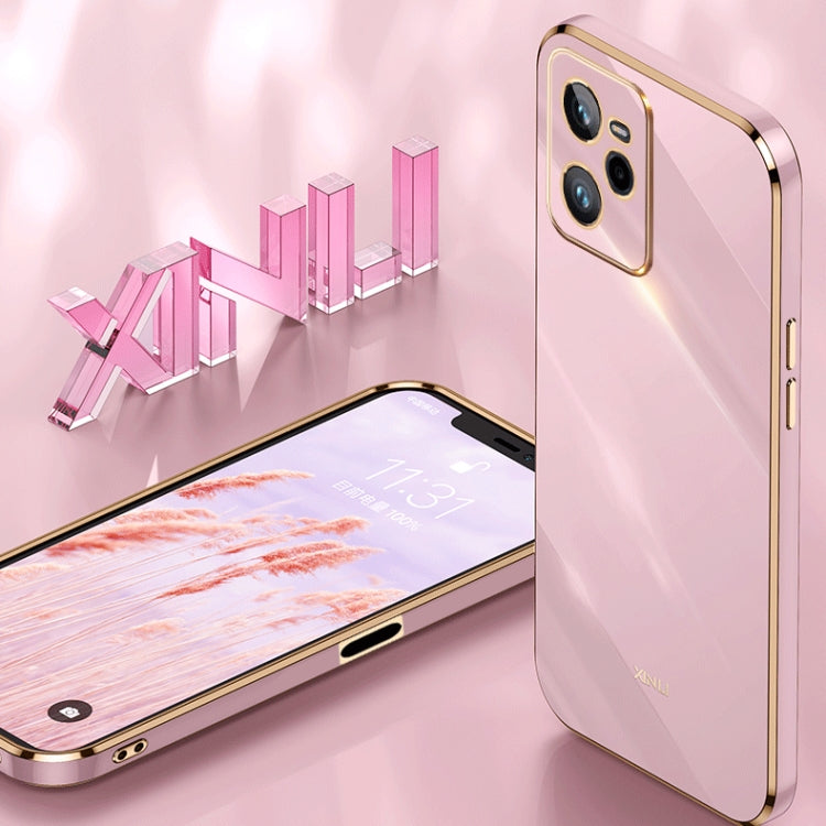 For Realme C35 XINLI Straight 6D Plating Gold Edge TPU Phone Case(Celestial Blue) - Realme Cases by PMC TechLife | Online Shopping South Africa | PMC TechLife