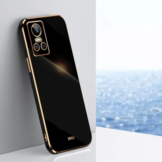 For Realme GT Neo 3 XINLI Straight 6D Plating Gold Edge TPU Phone Case(Black) - Realme Cases by PMC Jewellery | Online Shopping South Africa | PMC Jewellery | Buy Now Pay Later Mobicred