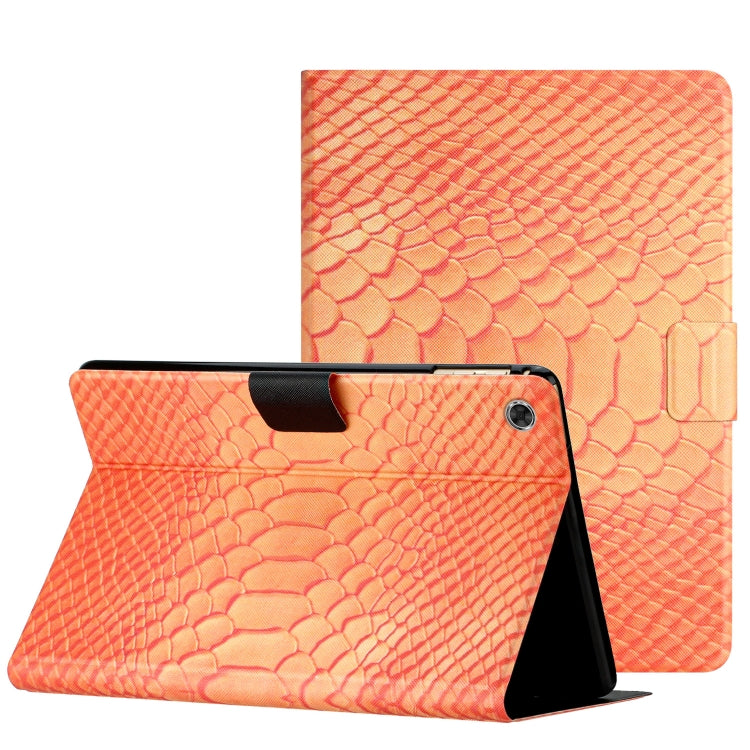 For Lenovo Tab M10 Plus Solid Color Crocodile Texture Leather Smart Tablet Case(Orange) - free shipping - PMC TechLife - Order now!