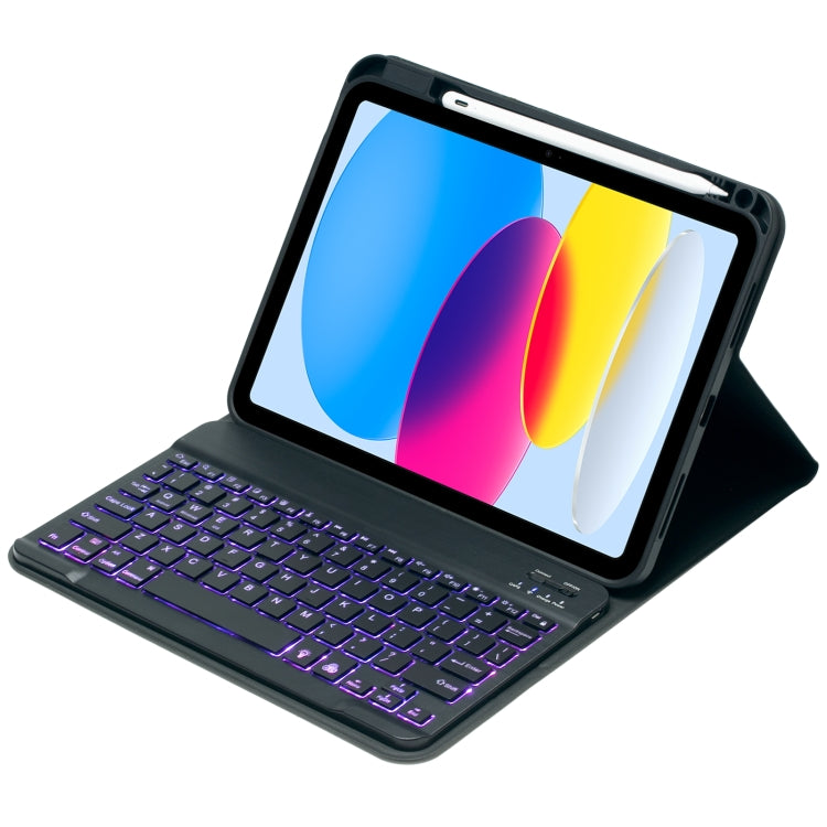 For iPad 10th Gen 10.9 2022 SA-10DS Backlight Bluetooth Keyboard Leather Tablet Case with Pen Slot(Black) - Universal by PMC TechLife | Online Shopping South Africa | PMC TechLife