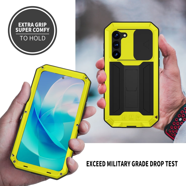 For Samsung Galaxy S23 5G R-JUST Sliding Camera Design Life Waterproof Dustproof Shockproof Phone Case(Yellow) - Galaxy S23 5G Cases by R-JUST | Online Shopping South Africa | PMC Jewellery