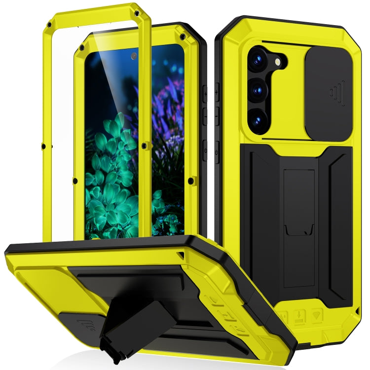 For Samsung Galaxy S23+ 5G R-JUST Sliding Camera Design Life Waterproof Dustproof Shockproof Phone Case(Yellow) - Galaxy S23+ 5G Cases by R-JUST | Online Shopping South Africa | PMC Jewellery