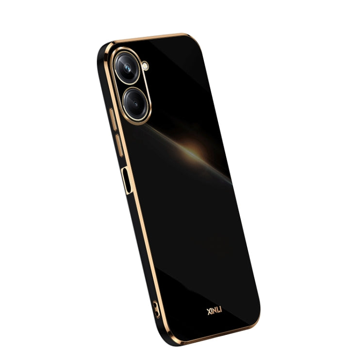 For Realme 10 4G XINLI Straight Edge 6D Electroplate TPU Phone Case(Black) - Realme Cases by XINLI | Online Shopping South Africa | PMC TechLife | Buy Now Pay Later Mobicred