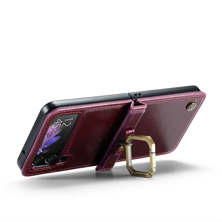 For Samsung Galaxy Z Flip3 5G CaseMe 003 Crazy Horse Texture Leather Phone Case with Lanyard(Wine Red) - Galaxy Phone Cases by CaseMe | Online Shopping South Africa | PMC Jewellery | Buy Now Pay Later Mobicred