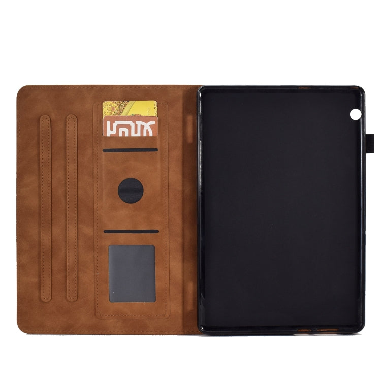 For Huawei MediaPad T5 Tower Embossed Leather Tablet Case(Brown) - Huawei by PMC TechLife | Online Shopping South Africa | PMC TechLife | Buy Now Pay Later Mobicred