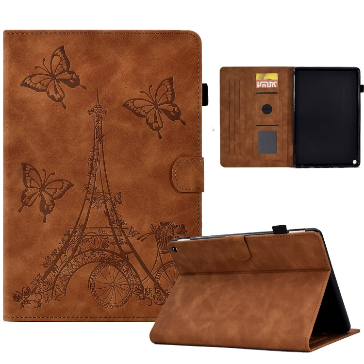 For Amazon Kindle Fire HD10 2021 Tower Embossed Leather Smart Tablet Case(Brown) - Amazon by PMC TechLife | Online Shopping South Africa | PMC TechLife | Buy Now Pay Later Mobicred