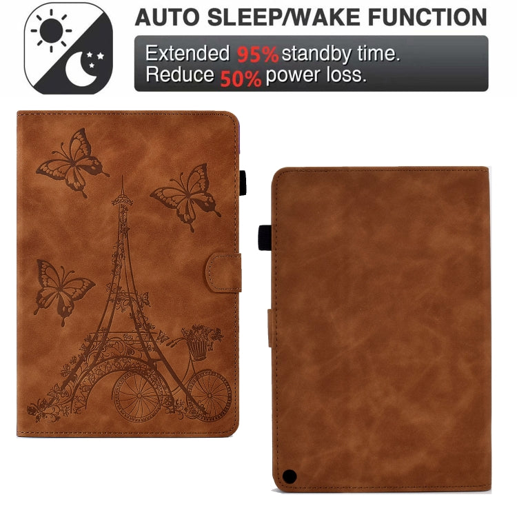 For Amazon Kindle Fire HD10 2021 Tower Embossed Leather Smart Tablet Case(Brown) - Amazon by PMC TechLife | Online Shopping South Africa | PMC TechLife | Buy Now Pay Later Mobicred