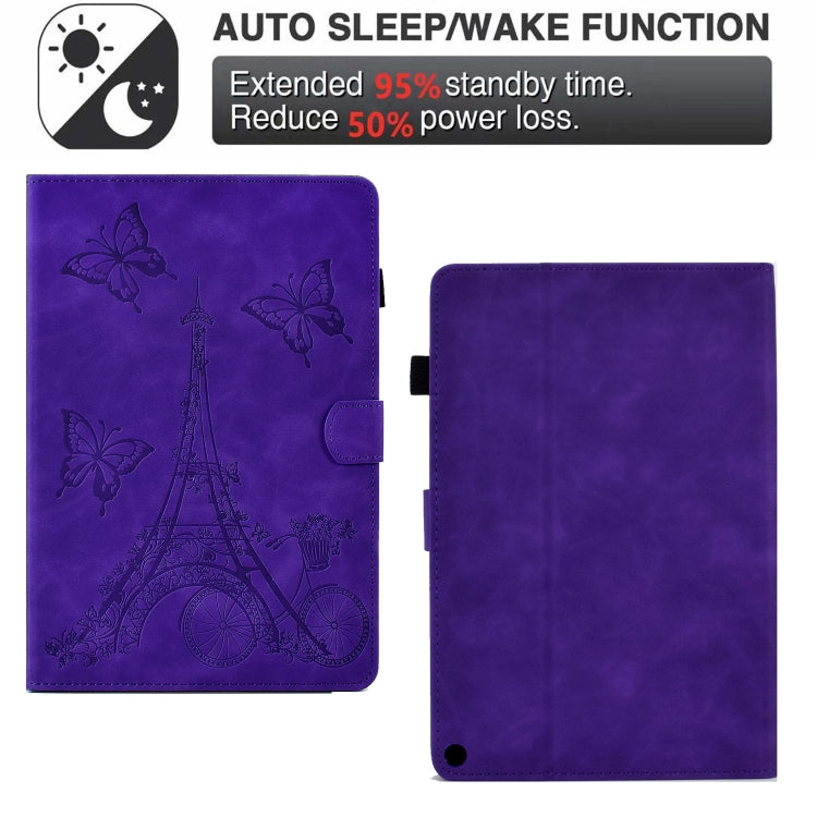 For Amazon Kindle Fire HD10 2021 Tower Embossed Leather Smart Tablet Case(Purple) - Amazon by PMC TechLife | Online Shopping South Africa | PMC TechLife | Buy Now Pay Later Mobicred
