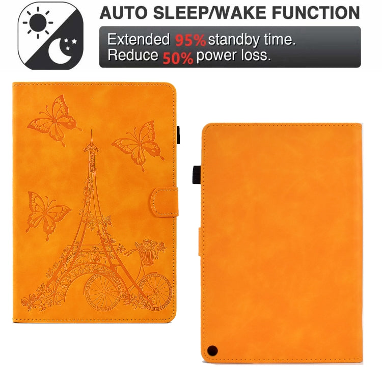 For Amazon Kindle Fire HD10 2021 Tower Embossed Leather Smart Tablet Case(Khaki) - Amazon by PMC TechLife | Online Shopping South Africa | PMC TechLife | Buy Now Pay Later Mobicred