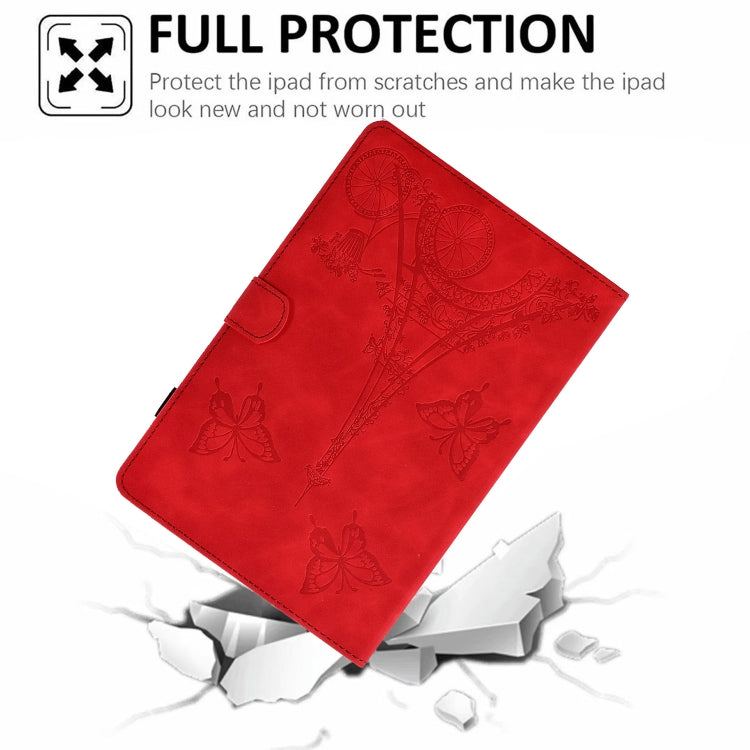 For Lenovo M10 Plus Tower Embossed Leather Smart Tablet Case(Red) - Lenovo by PMC TechLife | Online Shopping South Africa | PMC TechLife | Buy Now Pay Later Mobicred
