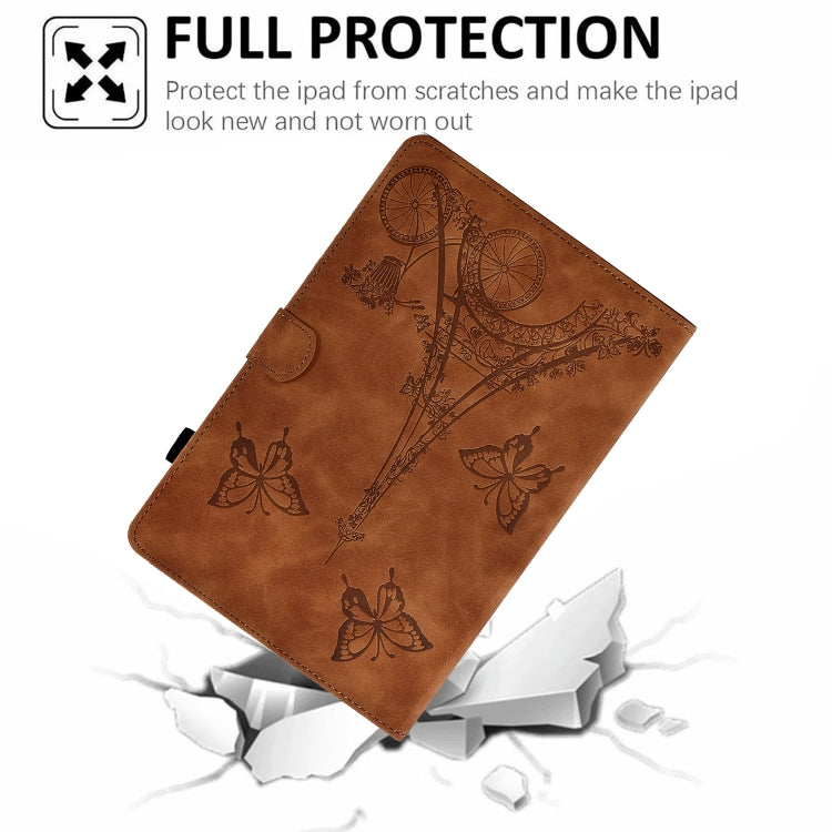 For Lenovo Tab M10 Plus 3rd Gen Tower Embossed Leather Smart Tablet Case(Brown) - Lenovo by PMC TechLife | Online Shopping South Africa | PMC TechLife | Buy Now Pay Later Mobicred