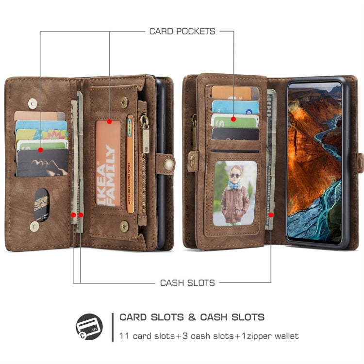 For Galaxy A51 4G CaseMe-008 Detachable Multifunctional Horizontal Flip Leather Case with Card Slot & Holder & Zipper Wallet & Photo Frame(Brown) - Galaxy Phone Cases by CaseMe | Online Shopping South Africa | PMC Jewellery | Buy Now Pay Later Mobicred