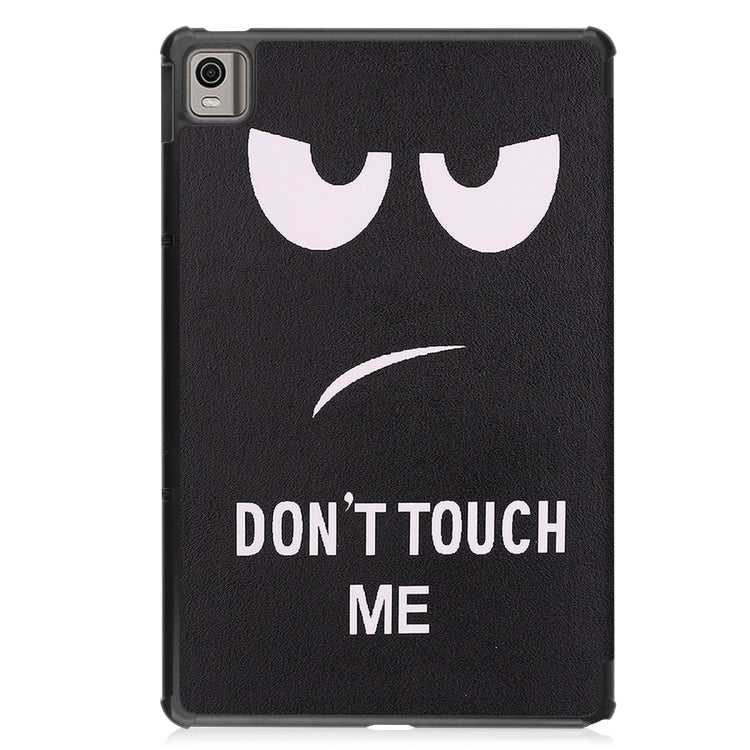 For Nokia T21 Custer Painted 3-Fold Holder Leather Smart Tablet Case(Big Eye Me) - Nokia by PMC TechLife | Online Shopping South Africa | PMC TechLife | Buy Now Pay Later Mobicred