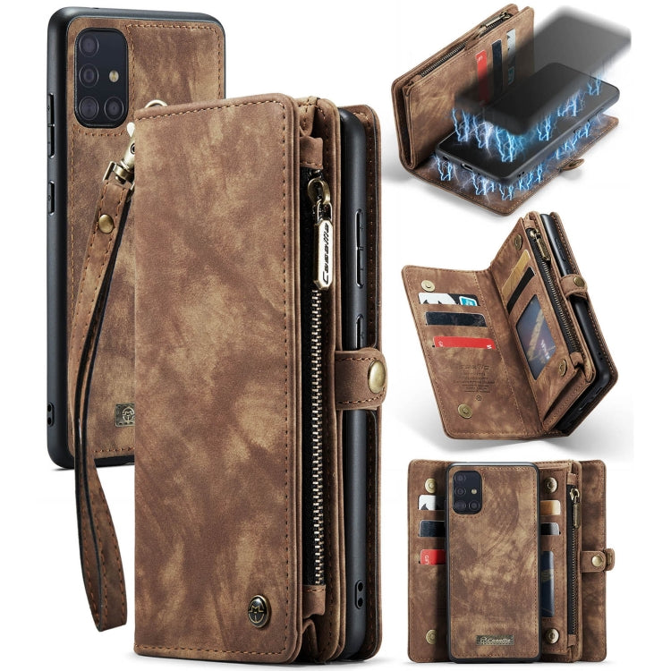 For Samsung Galaxy A51 CaseMe-008 Detachable Multifunctional Flip Leather Phone Case(Brown) - Galaxy Phone Cases by CaseMe | Online Shopping South Africa | PMC Jewellery | Buy Now Pay Later Mobicred