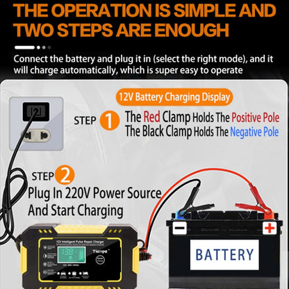 Motorcycle / Car Battery Smart Charger with LCD Creen, Plug Type:US Plug(Yellow) - Battery Charger by PMC Jewellery | Online Shopping South Africa | PMC Jewellery | Buy Now Pay Later Mobicred