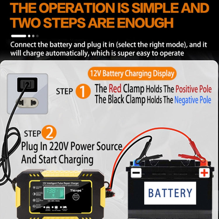 Motorcycle / Car Battery Smart Charger with LCD Creen, Plug Type:AU Plug(Yellow) - Battery Charger by PMC Jewellery | Online Shopping South Africa | PMC Jewellery | Buy Now Pay Later Mobicred