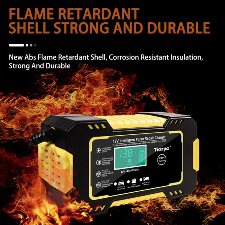 Motorcycle / Car Battery Smart Charger with LCD Creen, Plug Type:EU Plug(Yellow) - Battery Charger by PMC TechLife | Online Shopping South Africa | PMC TechLife | Buy Now Pay Later Mobicred