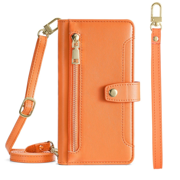 For Meizu Note 9 Sheep Texture Cross-body Zipper Wallet Leather Phone Case(Orange) - More Brand by PMC TechLife | Online Shopping South Africa | PMC TechLife | Buy Now Pay Later Mobicred