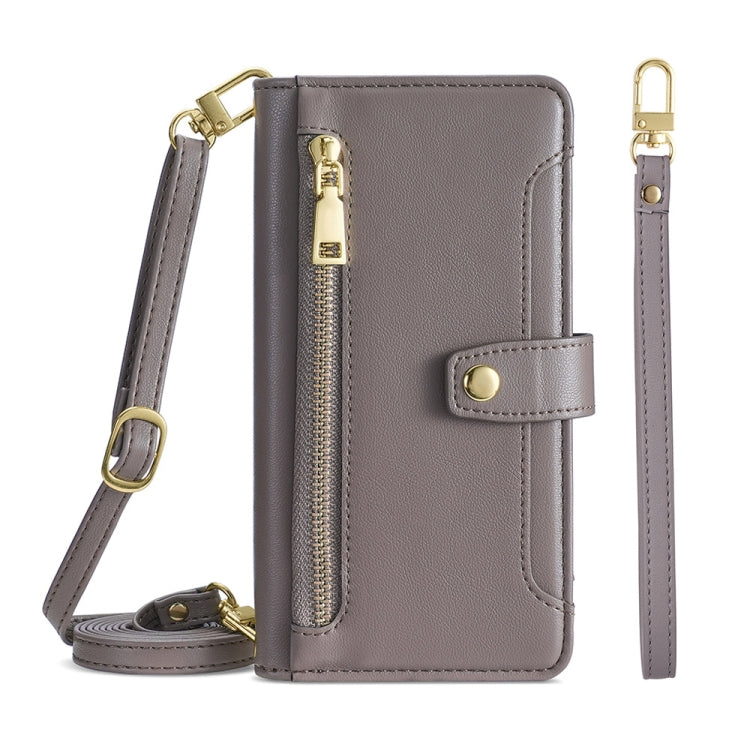 For Nokia X30 5G Sheep Texture Cross-body Zipper Wallet Leather Phone Case(Grey) - Nokia Cases by PMC TechLife | Online Shopping South Africa | PMC TechLife | Buy Now Pay Later Mobicred