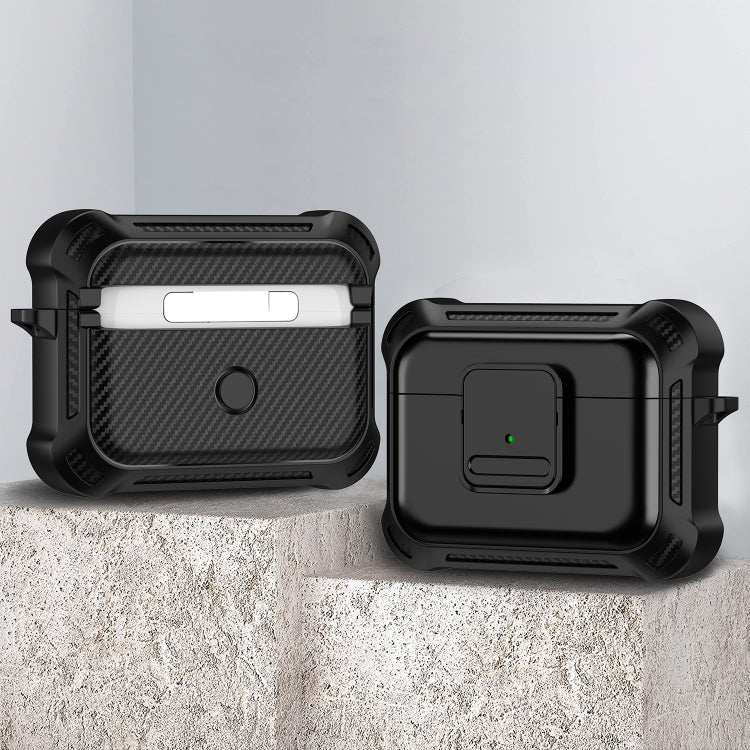 For AirPods Pro 2 TPU + PC Shockproof Earphone Protective Case with Switch(Black) - For AirPods Pro 2 by PMC TechLife | Online Shopping South Africa | PMC TechLife | Buy Now Pay Later Mobicred