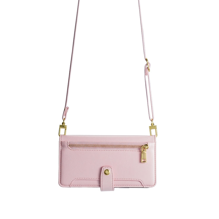 For OnePlus 11 Sheep Texture Cross-body Zipper Wallet Leather Phone Case(Pink) - OnePlus Cases by PMC TechLife | Online Shopping South Africa | PMC TechLife | Buy Now Pay Later Mobicred