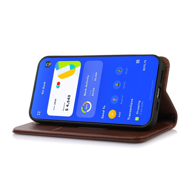 For OnePlus 11 5G KHAZNEH Nappa Top Layer Cowhide Leather Phone Case(Brown) - OnePlus Cases by PMC TechLife | Online Shopping South Africa | PMC TechLife | Buy Now Pay Later Mobicred