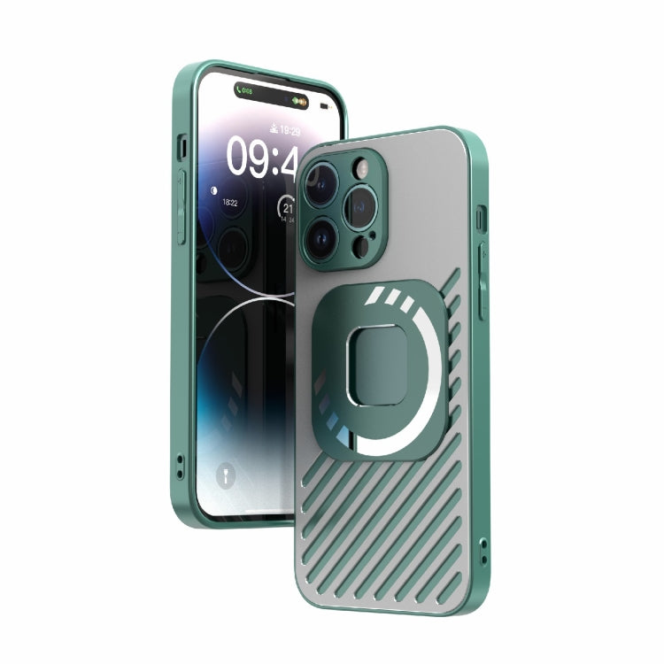 For iPhone 14 R-JUST Square Round Mirror PC+TPU Phone Case(Green) - free shipping - PMC TechLife - Order now!