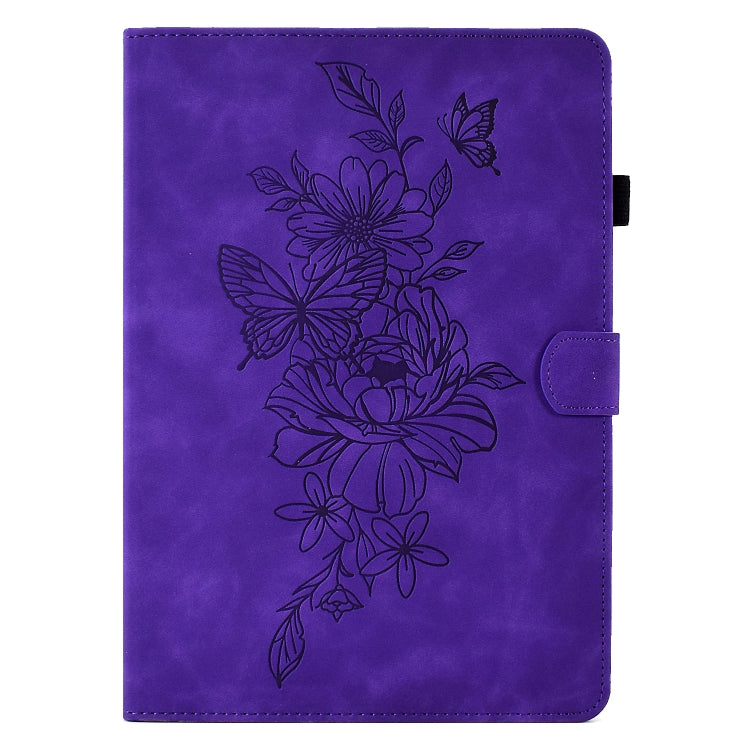 For 8 inch Tablets Peony Butterfly Embossed Leather Tablet Case(Purple) - 8 inch by PMC TechLife | Online Shopping South Africa | PMC TechLife | Buy Now Pay Later Mobicred
