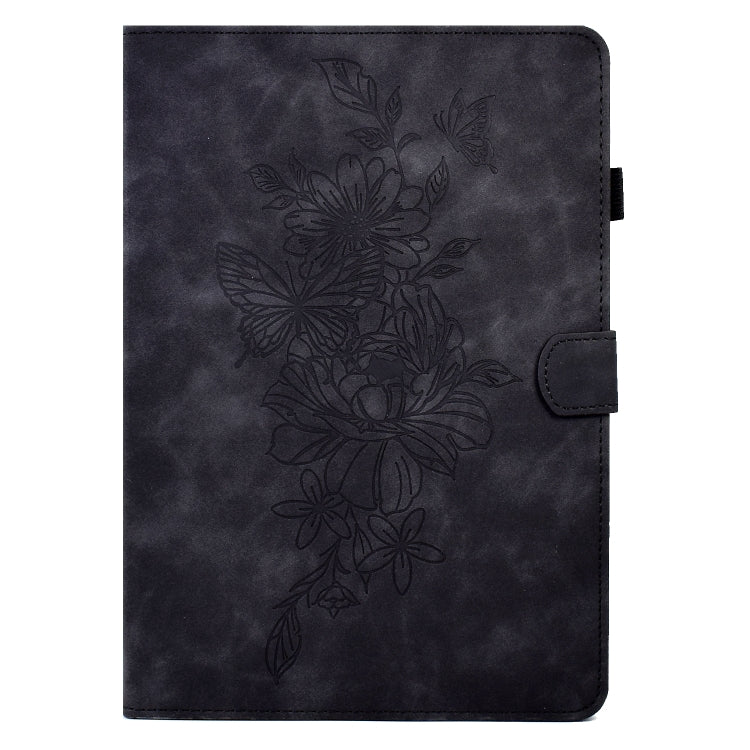 For 8 inch Tablets Peony Butterfly Embossed Leather Tablet Case(Black) - 8 inch by PMC TechLife | Online Shopping South Africa | PMC TechLife | Buy Now Pay Later Mobicred