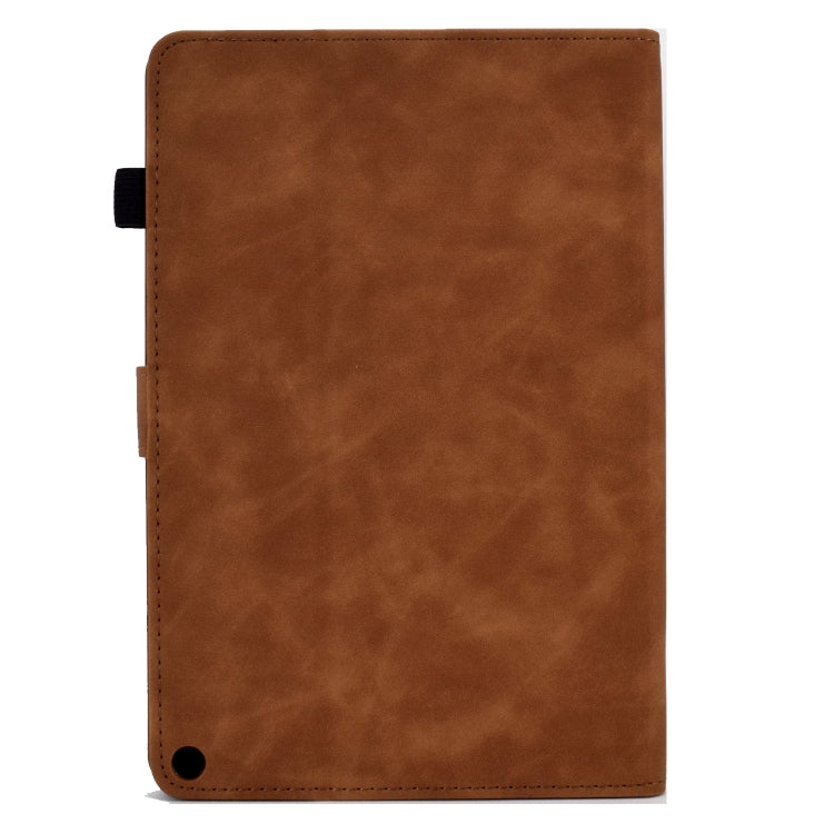 For Amazon Kindle Fire HD10 2021 Peony Butterfly Embossed Leather Smart Tablet Case(Brown) - Amazon by PMC TechLife | Online Shopping South Africa | PMC TechLife | Buy Now Pay Later Mobicred