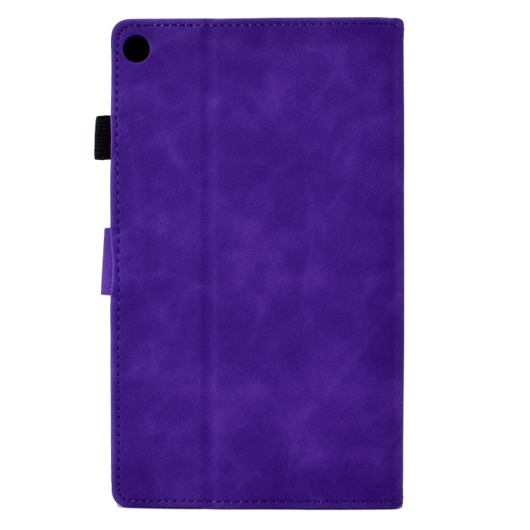 For Amazon Kindle Fire HD8 2018/2017/2016 Peony Butterfly Embossed Leather Smart Tablet Case(Purple) - Amazon by PMC TechLife | Online Shopping South Africa | PMC TechLife | Buy Now Pay Later Mobicred