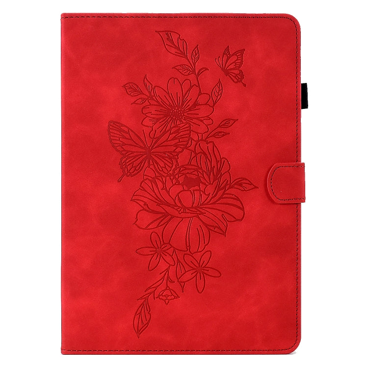 For Amazon Kindle Fire HD8 2020 Peony Butterfly Embossed Leather Smart Tablet Case(Red) - Amazon by PMC TechLife | Online Shopping South Africa | PMC TechLife | Buy Now Pay Later Mobicred