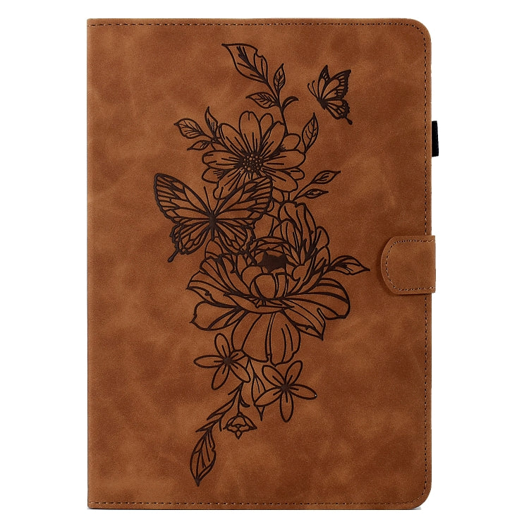 For Amazon Kindle Paperwhite 4/3/2/1 Peony Butterfly Embossed Leather Smart Tablet Case(Brown) - Amazon by PMC TechLife | Online Shopping South Africa | PMC TechLife | Buy Now Pay Later Mobicred