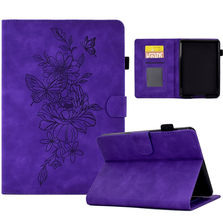 For Amazon Kindle Paperwhite 4/3/2/1 Peony Butterfly Embossed Leather Smart Tablet Case(Purple) - Amazon by PMC TechLife | Online Shopping South Africa | PMC TechLife | Buy Now Pay Later Mobicred