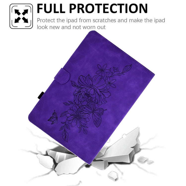 For Amazon Kindle Paperwhite 4/3/2/1 Peony Butterfly Embossed Leather Smart Tablet Case(Purple) - Amazon by PMC TechLife | Online Shopping South Africa | PMC TechLife | Buy Now Pay Later Mobicred
