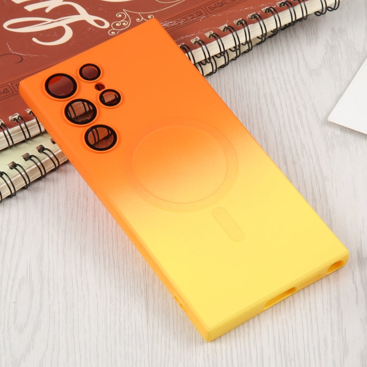 For Samsung Galaxy S22 Ultra 5G Liquid TPU Silicone Gradient MagSafe Phone Case(Orange Yellow) - Galaxy S22 Ultra 5G Cases by PMC TechLife | Online Shopping South Africa | PMC TechLife