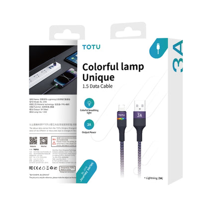 TOTU BL-016 Journey Series USB to 8 Pin Colorful Breathing Light Data Cable, Length:1.5m(Black) - Normal Style Cable by TOTUDESIGN | Online Shopping South Africa | PMC Jewellery | Buy Now Pay Later Mobicred