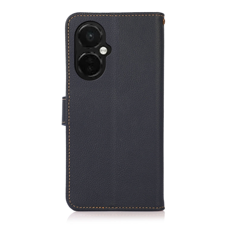 For OnePlus Nord CE 3 KHAZNEH Custer Texture RFID Genuine Leather Phone Case(Blue) - OnePlus Cases by PMC TechLife | Online Shopping South Africa | PMC TechLife | Buy Now Pay Later Mobicred