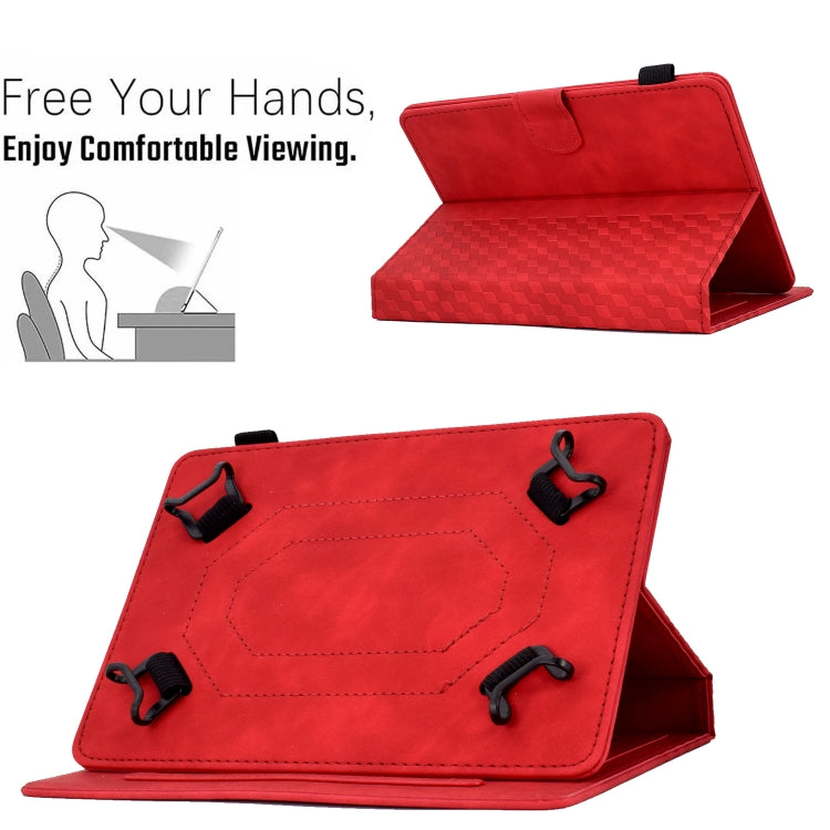 For 10.0 inch Universal Tablet Rhombus Embossed Leather Case(Red) - 10 - 11 inch by PMC TechLife | Online Shopping South Africa | PMC TechLife | Buy Now Pay Later Mobicred