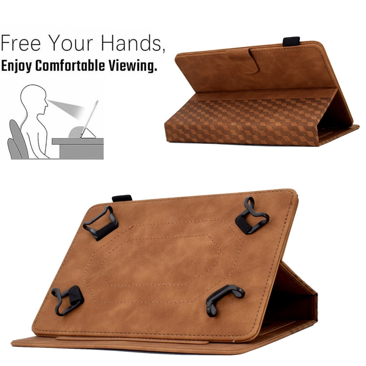 For 10.0 inch Universal Tablet Rhombus Embossed Leather Case(Brown) - 10 - 11 inch by PMC TechLife | Online Shopping South Africa | PMC TechLife | Buy Now Pay Later Mobicred