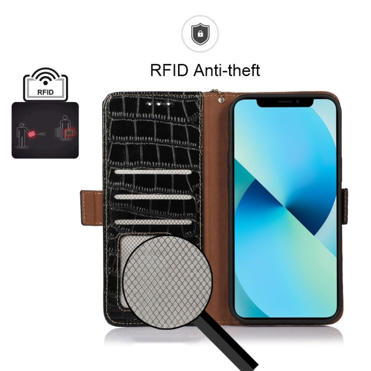 For Honor X8a 4G Crocodile Top Layer Cowhide Leather Phone Case(Black) - Honor Cases by PMC TechLife | Online Shopping South Africa | PMC TechLife | Buy Now Pay Later Mobicred