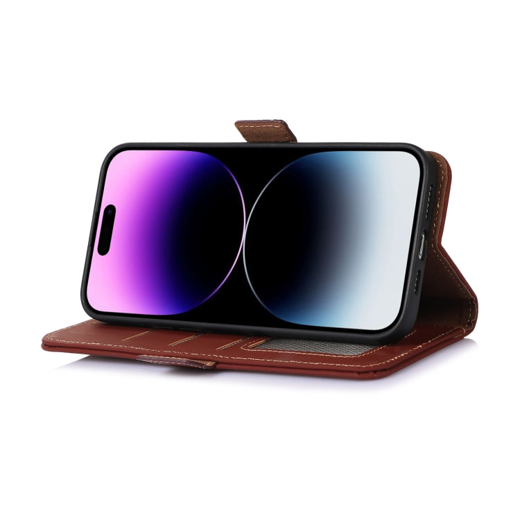 For Honor X9a 4G Genuine Leather Magnetic RFID Leather Phone Case(Coffee) - Honor Cases by PMC TechLife | Online Shopping South Africa | PMC TechLife | Buy Now Pay Later Mobicred