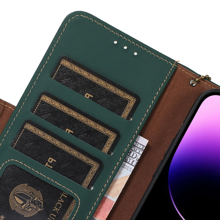 For Honor X8a 4G Genuine Leather Magnetic RFID Leather Phone Case(Green) - Honor Cases by PMC TechLife | Online Shopping South Africa | PMC TechLife | Buy Now Pay Later Mobicred