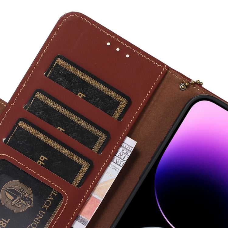 For Honor X7a 4G Genuine Leather Magnetic RFID Leather Phone Case(Coffee) - Honor Cases by PMC TechLife | Online Shopping South Africa | PMC TechLife | Buy Now Pay Later Mobicred